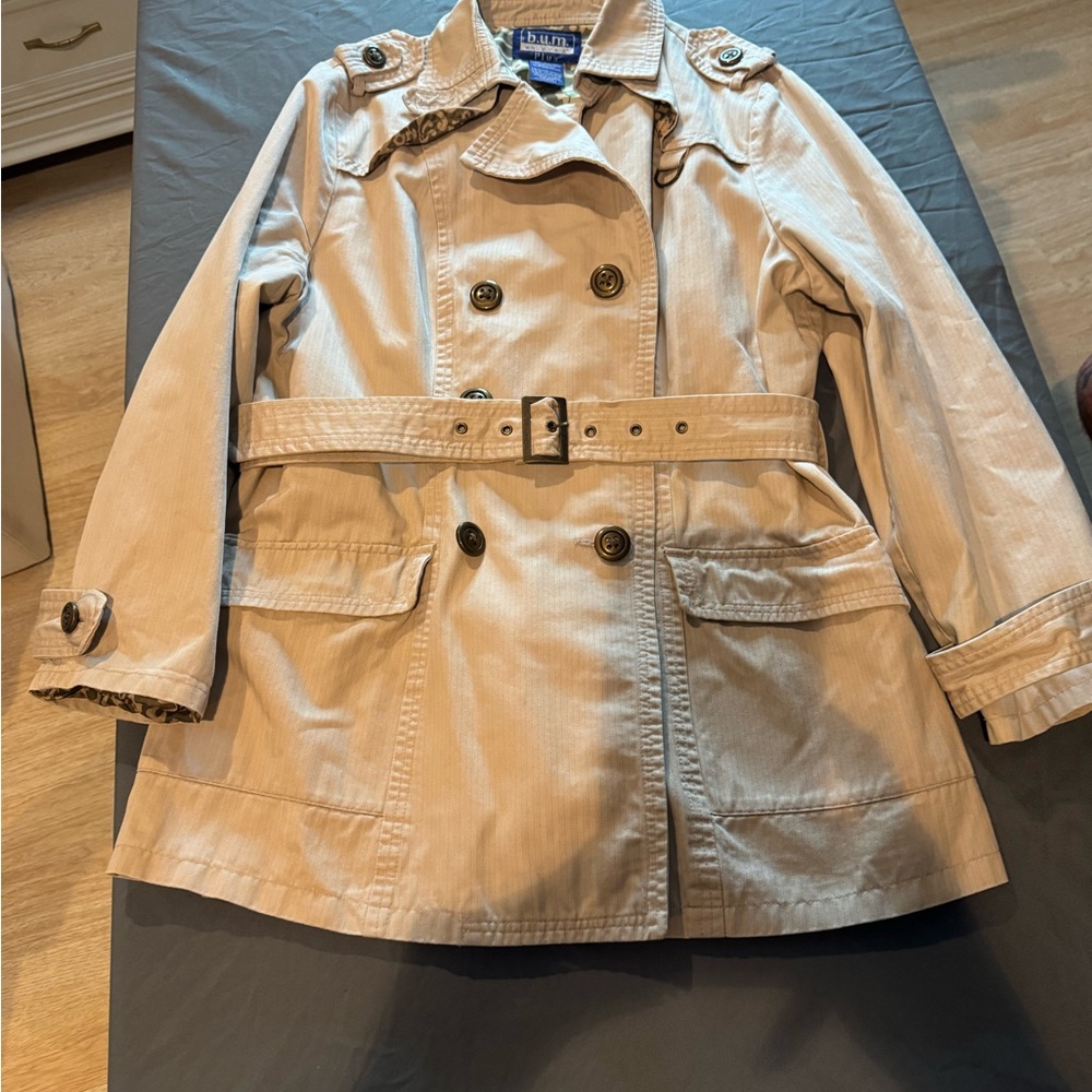 Vintage Bum‎ equipment Khaki Double-Breasted Trench Coat
